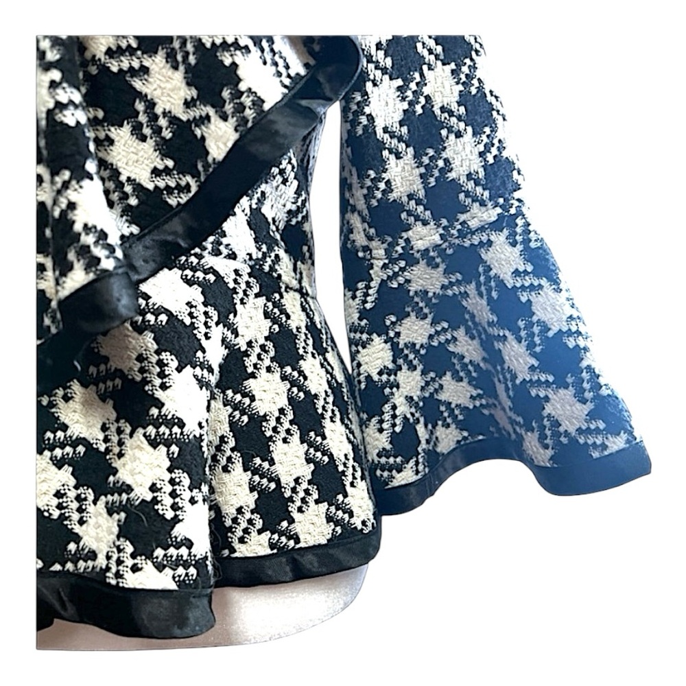 ANTHROPOLOGIE RYU Label Woven Black & Ivory Check Peplum Blazer S - Picture 6 of 17